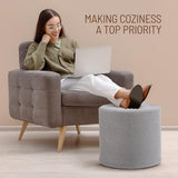 Grey Boucle Ottoman - Soft Foam