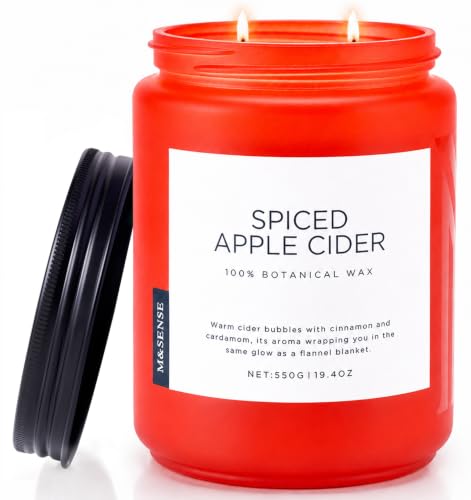 M&SENSE Spiced Apple Cider Scented Soy Candle for Home Autumn Decor Gift