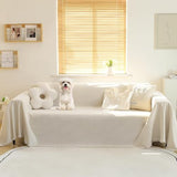 MEETSKY Couch Cover Sofa Covers Couch Covers for 3 Cushion Couch Sofa Pet Friendly, L Shaped Sectional Sofa Covers Washable Simply Put Sofa Throw Cover for Dogs, 91" x 134", Beige