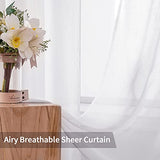 MIULEE Natural Linen Sheer Window Curtains - Elegant Solid White Drapes Grommet Top Voile Panels for Bedroom Living Room (52X90 Inch)