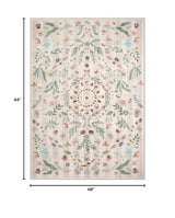 Lahome Washable Insect Botanical 5x7 Area Rugs for Nursery - Machine Washable Non-Slip Beige Bedroom Rug, Boho Low Profile Soft Faux Wool Carpet for Living Room Laundry Playroom Dining Room