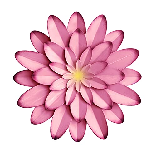 AHYS Metal Flowers Wall Decor Indoor Outdoor Metal Wall Art for Farmhouse Home Living Room Bedroom Bathroom Garden Decor – 12 Inch - Pink