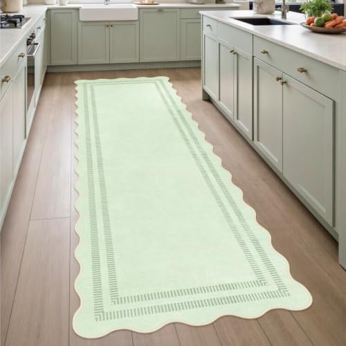 Scalloped Washable 2.6x8 Kitchen Hallway Runner Rug