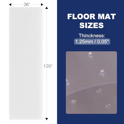 SALLOUS Plastic Runner Mat for Hallway, 3' x 10' Runner Rug for Carpet, Waterproof Vinyl Floor Mat for Carpeted Floors, Slip Resistant with Grips, Carpet Protector for Home, Clear