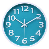 Crosstime Wall Clock Silent Non Ticking Indoor Outdoor Clock Battery Operated Easy to Read Analog Decorative Clocks for Bedroom Office Home Patio Pool Porch Decor,12 Inch Aqua