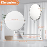 8 inch Wall Mounted Makeup Mirror, 1X/10X Magnifying Double-Sided Wall Mount Shaving Mirror (Close-Up 10X) with Extendable Arm, 360° Swivel for Bathroom Vanity, Chrome (No Light)