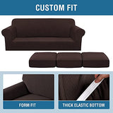 H.VERSAILTEX 4 Piece Stretch Sofa Covers for 3 Cushion Couch Bundles Armless Futon Cover, Chocolate