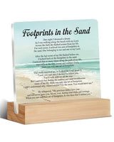 Christian Religious Gifts for Friends Coworkers, Footprints in the Sand Office Acrylic Desk Decor, Motivational Gifts for Women Men Besties