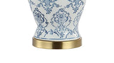 JONATHAN Y 22.25" Blue/White Chinoiserie Ceramic Urn Table Lamp, Traditional Classic Nightstand Lamp for Living Room Bedroom, White Linen Shade, LED Bulb Included JYL3085A