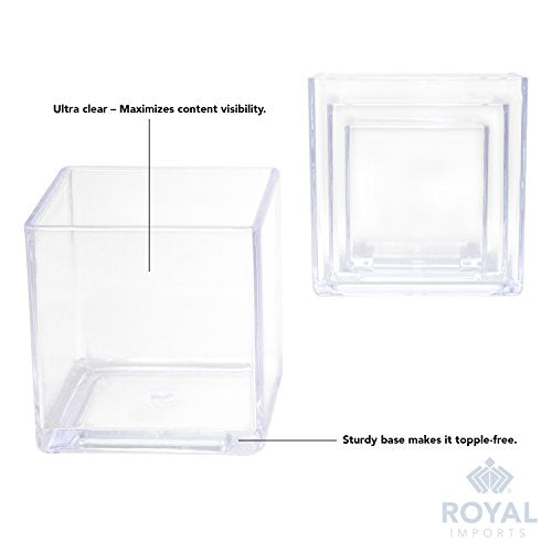 Royal Imports Clear Acrylic Flower Vase Cube – 4"x4" Plastic Square Vase for Flowers – Unbreakable Decorative Centerpiece for Home, Wedding, or Events – Clear Large Look, Modern Design