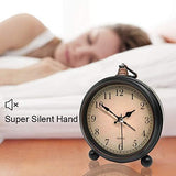 TooTa Vintage Retro Analog Alarm Clock, 4.5 inch Super Silent Non Ticking Small Clock with Night Light, Battery Operated, Simply Design, for Living Room, Bedroom, Bedside, Desk, Gift Clock (Arabic)