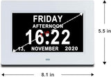 TMC 7 Inch Digital Clock with Day and Date for Elderly - 12 Alarm Options, Auto-Dim, Digital Clock Large Display Dementia Clock for Impaired Vision People, Age Seniors,Elderly, Alzheimer