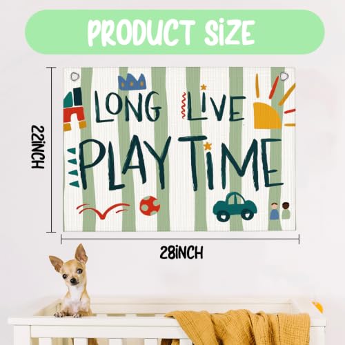 Long Live Playtime Banner Sage Green Playroom Wall Decor for Boys 30"x20" | Toddler Playroom Decor for Nursery Toddler Girls Boys Kids Toy Room Play Room Kidroom