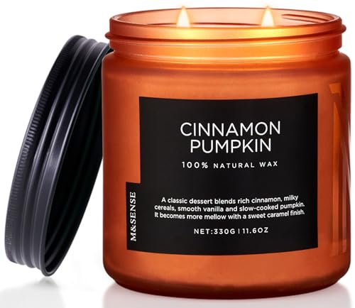 M&SENSE Scented Candles Cinnamon Pumpkin Non Toxic Fall Aromatherapy