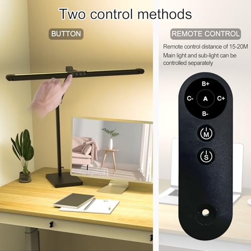 36W 3000LM Ultra Bright Architect Desk Lamp with Base, 47.4Inches Wide Tall Overhead Desk Light for Home Office, Dimmable Table Light with Remote for Desktop Working,Drafting,Reading
