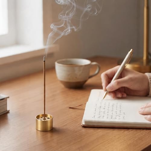 Thinp 2 Pcs Brass Incense Cone Holder, Copper Incense Stick Holders with 9 Holes Small Incenses Burner Holder for Sticks-Incense Stand Base for Yoga Spa Room Home Office (0.8" Dia, 0.6" Tall)