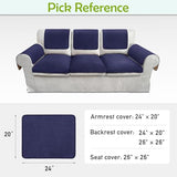 Couch Arm Covers, Sofa Arm Covers, Waterproof Armrest Cover for Sofa, Armchair, Loveseat, Non-Slip Recliner Arm Cover, Sofas Headrest Cover, Arm Chair Covers Set of 2 (Navy Blue, 24"×20")