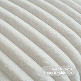 FUTEI Pack of 2 Fluffy Faux Fur Throw Pillow Covers 18x18 Inch Elegant Striped Textured Decorative Cushion Cases Modern Accent Pillow for Couch Bed Living Room, Cream White
