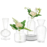 Modern Clear Glass Bud Vase Set: Glasseam 4Pcs Small Mini Flower Centerpieces Vases Handmade DecorativeCute Short Window Corner Home Decor for Wedding Reception Dining Table Single Rose Flowers