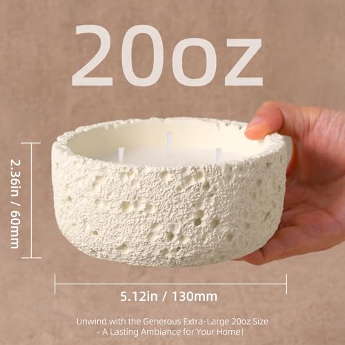 Viyffo 20oz Large Scented Candle - Vanilla Fragrance, 3 Wick Non Toxic Soy Candle, Ivory White Ceramic Jar, Luxury Home Fragrance, Elegant Room Décor & Premium Birthday Gift