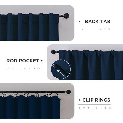 CUCRAF Navy Blue Blackout Curtains 84 Inches Length 2 Panels Set, Rod Pocket and Back Tab Window Curtain, Dark Blue Thermal Insulated Darkening Drapes for Bedroom Living Room (W52 x L84 Inch)