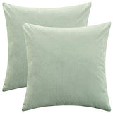 Set of 2 Comfortable Throw Pillow Covers for Bedding, Decorative Accent Cushion Sham Cases for Couch Sofa, Soft Solid Velvet with Zipper Hidden - 18"x18", Turquoise Green