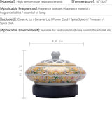 Ceramic Holder Electric Incense Burner Enamel Entwined Lotus Simulate Flames, Classical, Elegant and High-end Hollow Design