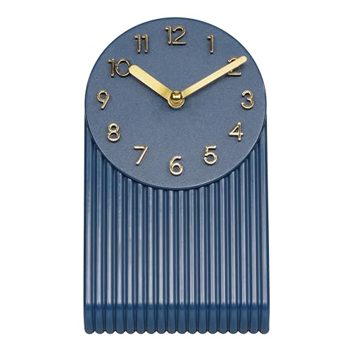 La Crosse Clock 437-3015NB Grooves Quartz Analog Tabletop Clock - Navy Blue