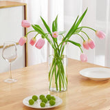 3 Large Acrylic Clear Cylinder Vase Set with 2 Spiral Ikebana Stem Holder Ring, Unbreakable Tall Plastic Hurricane Vases for Wedding Centerpieces Flower Bouquet Decor (3 Vases + 2 Holder)
