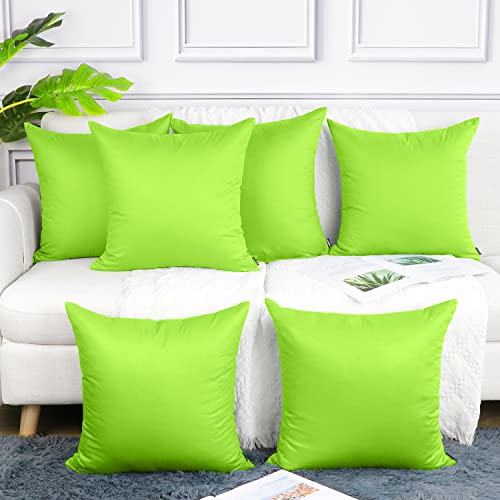 6 Pack Decorative 100% Cotton Pillow Covers Square Cushion Cover Solid DIY Throw Pillowcase for Home Bed Sofa Halloween Christmas,Light Green,6 Pack-16" x 16"/40x40cm