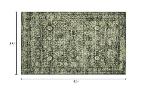 3x5 Area Rugs for Entryway, Washable Bedroom Rug, Grayish Green