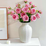 Lvases 10in Wheat Textured White Ceramic Flowers Vase Modern Home Decor | Unique Large Flower Vase, Rustic Decor for Living Room, Entryway Shelf Centerpiece & Office Floral Display ( Matte White )
