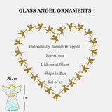 4E's Novelty Glass Angel Ornaments for Christmas Tree (Set of 12) - 2.5" Mini in 6 Unique Design, Crystal Spun Glass Angel Ornaments for Christmas Tree,