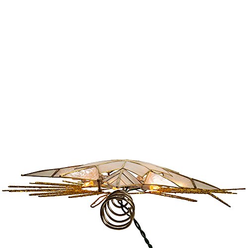 Kurt Adler 10 Light Gold Glitter Capiz Bethlehem Star Treetop, 14"