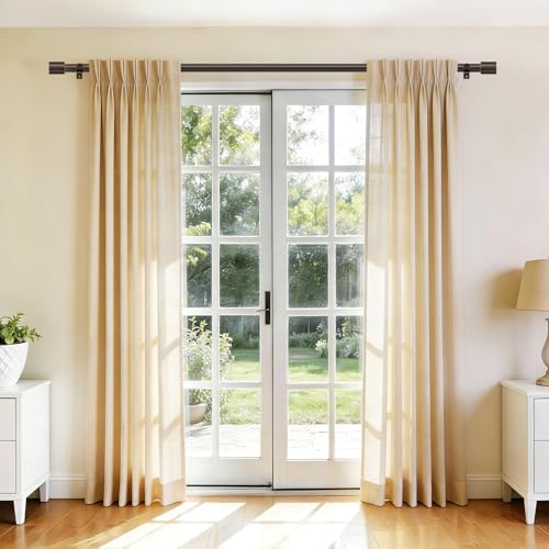 TONIAL Curtain Rod 32 to 58 Inch(2.6 to 4.8 ft), Adjustable Splicing Window Curtain Rods, 3/4 Drapery Rods for Windows 20 to 53 Inch, Decorative Single Rod with Modern Cap Finial, Bronze