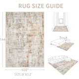 Area Rugs 9x12 Living Room: Washable Rug Modern Abstract Large Rugs Soft Non Slip Neutral Rug Stain Resistant Indoor Carpet for Bedroom Kitchen Dining Room Home Office Rugs(Blue Brown,9'x12')