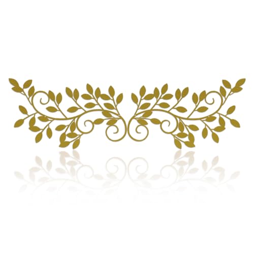 ESTART 2 Pieces Metal Tree Leaf Wall Decor Vine Olive Branch Leaf Wall Art Wrought Iron Scroll Sculptures for Above the Bed, Living Room, Bedroom, Hallway, Indoor and Outdoor Decoration (Gold)