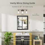 Briivue 24x30 Inch Black Bathroom Mirror for Wall, Thick Metal Framed Rectangle Mirrors for Over Sink, Bedroom, Living Room, Entryway, Anti-Rust, HD Tempered Glass