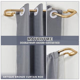 Double Curtain Rods Warm Gold,Room Darkening Drapery Rod for 28-48 Inches,Adjustable 3/4 Inches Front and 5/8 Inches Back Quality Metal Rod for Window,Wrap Around Design