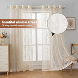 Anytime Beige Lace Sheer Curtain Panels for Living Room Elegant Window Treatment Sets Light Filtering Translucent Draperies for Office (2 Panels,W55 x L84inch)