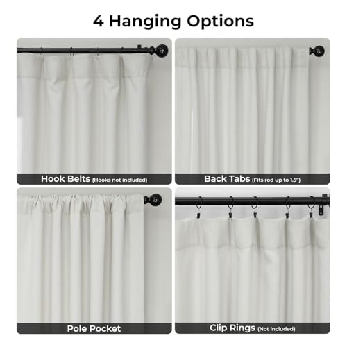 HPD Half Price Drapes - Faux Linen Curtains for Living Room (1 Panel) - 50W X 84L - Textured Room Darkening Curtains for Bedroom 84 Inches Long - Drapes for Home Decor, Birch Taupe