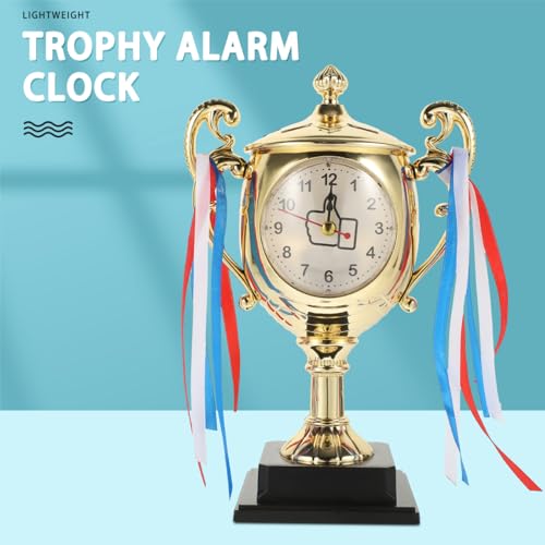 ARTIBETTER Kids Trophy Style Desktop Clock 8.26X5.90X3.54In Analog Alarm Tabletop Clock for Bedroom Student Desk Decor and Wake up Timer