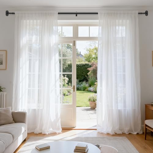 Curtain Rods 36-120 Inch, Black Wrap Around Blackout Curtain Rods for Windows, 1 Inch Adjustable Long Heavy Duty Room Darkening Window Treatment Rod for Bedroom, Living Room, Sliding Door
