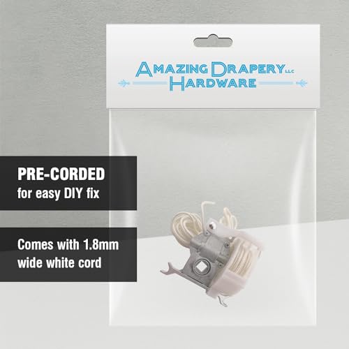 Amazing Drapery Hardware Pre-Corded High Profile Cord Tilt Control - Square Rod, White, for 2" Horizontal Blinds - 1 Pack