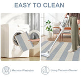OJIA Washable Outdoor Rug 3'x5', Blue/White/Tan Outdoor Area Rug Entryway Rugs Indoor Door Mat Front Porch Rug Cotton Small Checkered Rug Floor Carpet for Entry/Patio/Bedroom/Living Room
