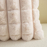 Neelvin Beige Faux Fur Cozy Soft Plaid Decorative Throw Pillow Covers 12x20 inch Set of 2,Velvet Pillowcase Cushion Case for Sofa Couch