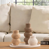 Ceramic Vase Home Table Decor - Flower Vase Set of 3 Living Room Kitchen Decorations Farmhouse Modern Rustic Vases Decorative Centerpiece for Shelf Bedroom Office Bathroom Dining Coffee Desk