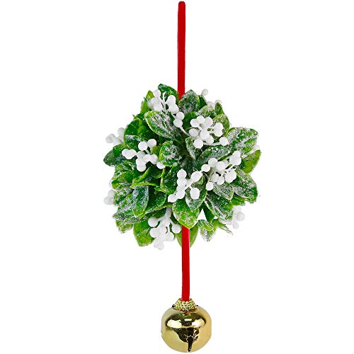 Ornativity Mistletoe Ball Christmas Ornament - Holiday Kissing Mistletoe Bell Hanging Kiss Decoration for Doorway Arch Ceiling Xmas Decor 10"