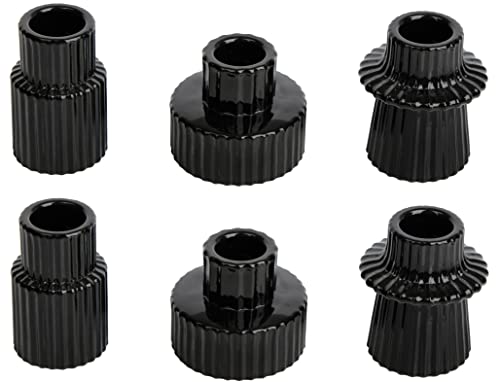 Vixdonos Taper Glass Candlestick Holders Tealight Candle Holders for Table Centerpieces, Wedding Decor and Dinner Party (6 Pcs, Black)