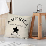 July 4th Farmhouse Decorative Throw Pillow Cover America Est. 1776 Patriotic Sign Decoration Rustic Home Decor Cotton Linen Cushion Case for Sofa Couch, 18" x 18"